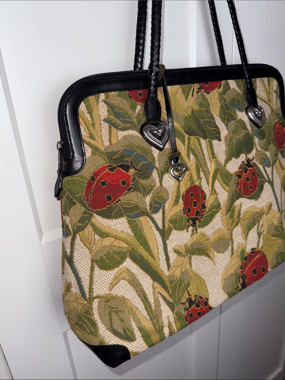 Brighton collection tapestry ladybug satchel weekender tote bag travel vintage - Picture 5 of 17